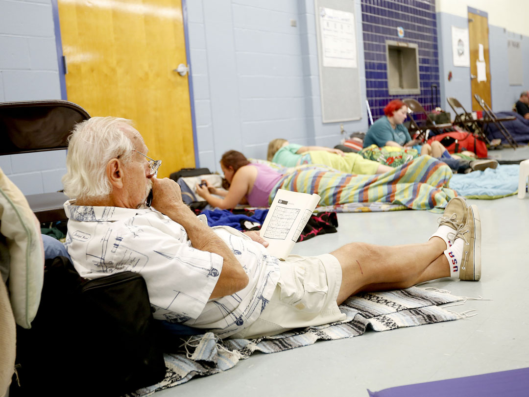 An evacuee works on Sudoku puzzles at Mason Elementary as Hurricane Matthew approaches on Thursday, Oct. 6, 2016 in St. Augustine, FL. The school's cafeteria doubled as a storm shelter. Matt Stamey/Gainesville Sun