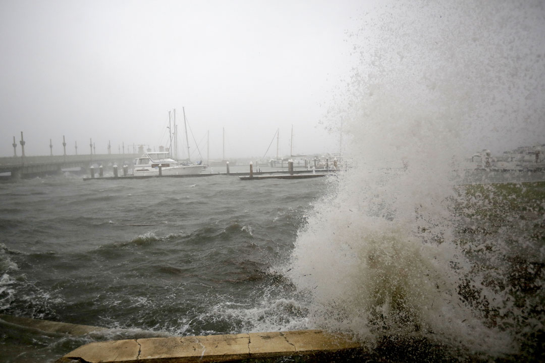 Waves crash against the seawall at the marina in downtown St. Augustine, FL during Hurricane Matthew on Thursday, Oct. 6, 2016. Matt Stamey/Gainesville Sun