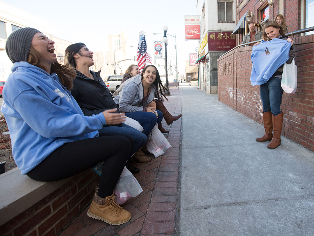 The Santa Fe Saints volleyball team explored downtown before playing in the third place match of the NJCAA National Volleyball Tournament on Saturday, Nov. 19, 2016 in Casper, WY. The Saints lost to Polk 3-1 to finish in fourth place. ***All subjects have releases***