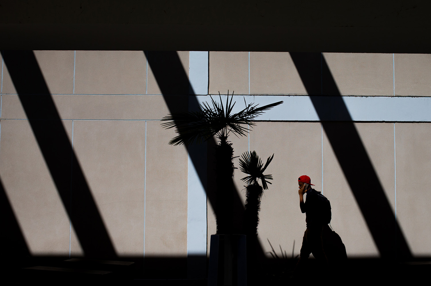 A student talks on the phone outside B Building on Tuesday, Feb. 16, 2017 in Gainesville, Fla. (Photo by Matt Stamey/Santa Fe College)