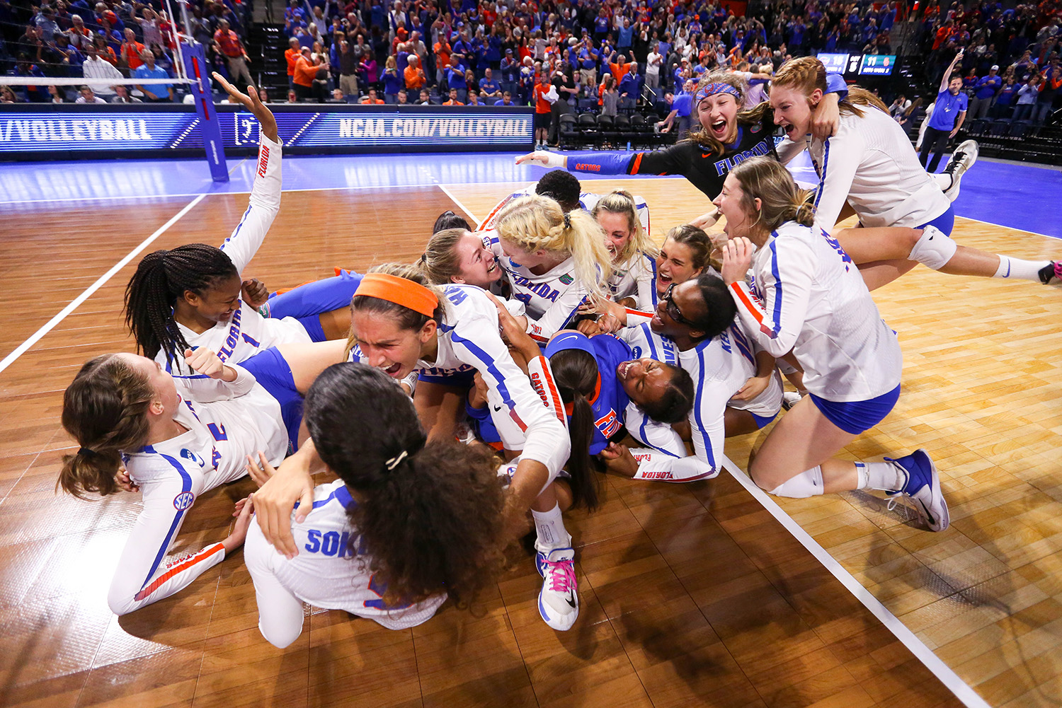 The Florida Gators defeated the USC Trojans in five sets to advance to the NCAA Final Four at the Stephen C. O'Connell Center on Dec. 9, 2017 in Gainesville, Fla. (Photo by Matt Stamey)