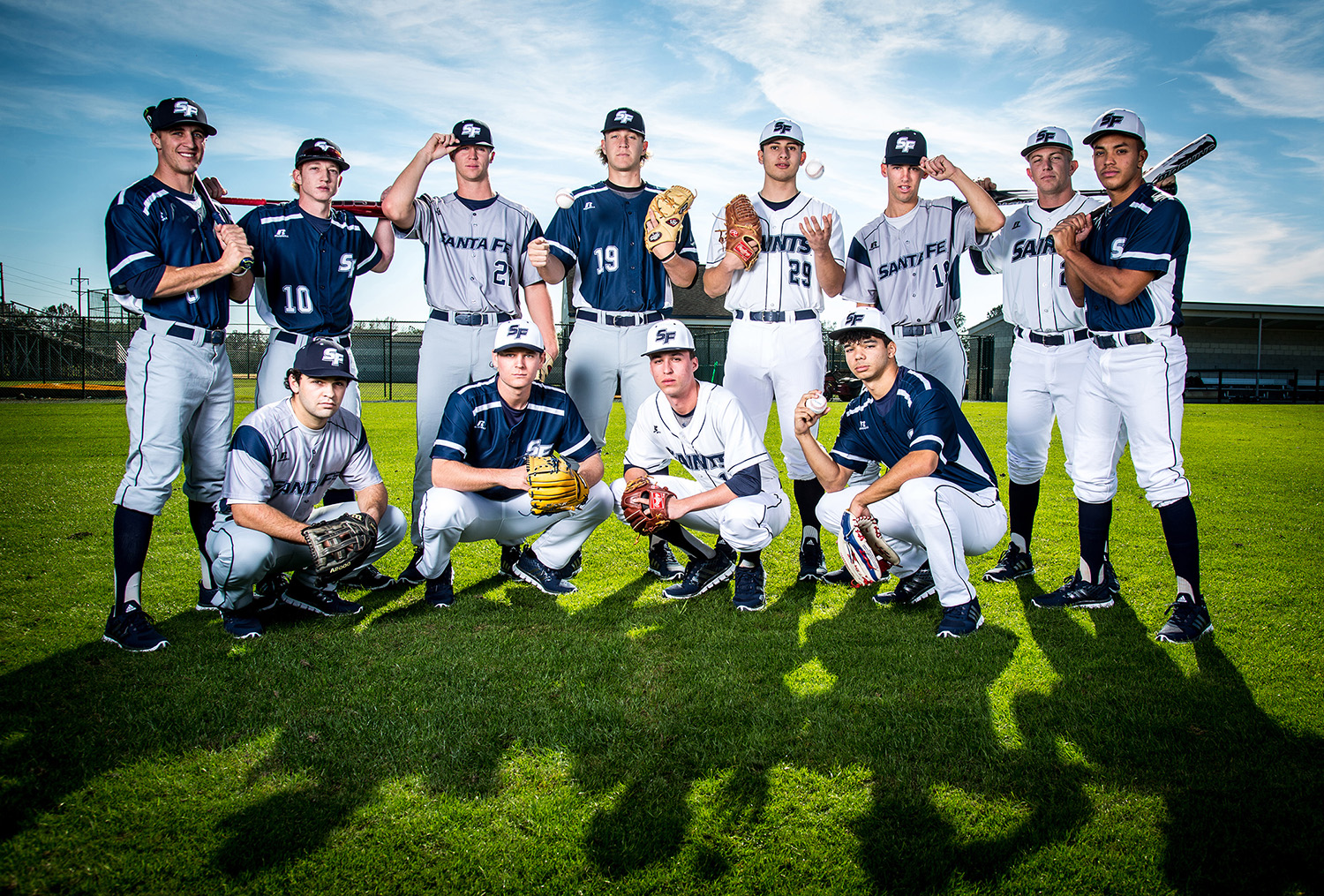 The 12 returning starters for the Santa Fe Saints baseball team pose for photo to be used on the schedule poster on Thursday, Jan. 5, 2017 in Gainesville, Fla. Photo by Matt Stamey/Santa Fe College) ***Subjects Have Releases***