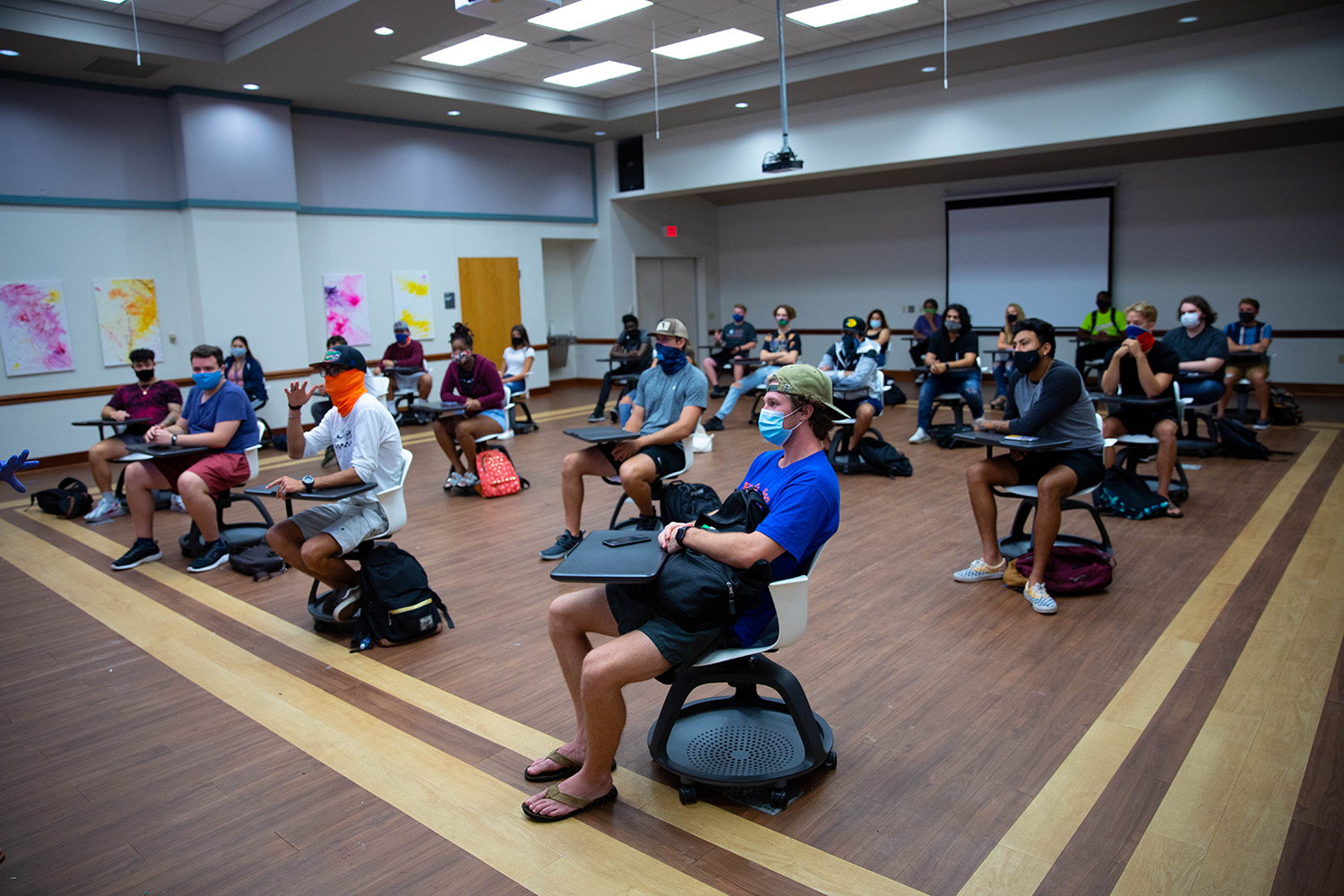 A class spaced out in S-29 during the first day of classes at Santa Fe College on Aug. 24, 2020 (Matt Stamey/Santa Fe College ) NO RELEASES