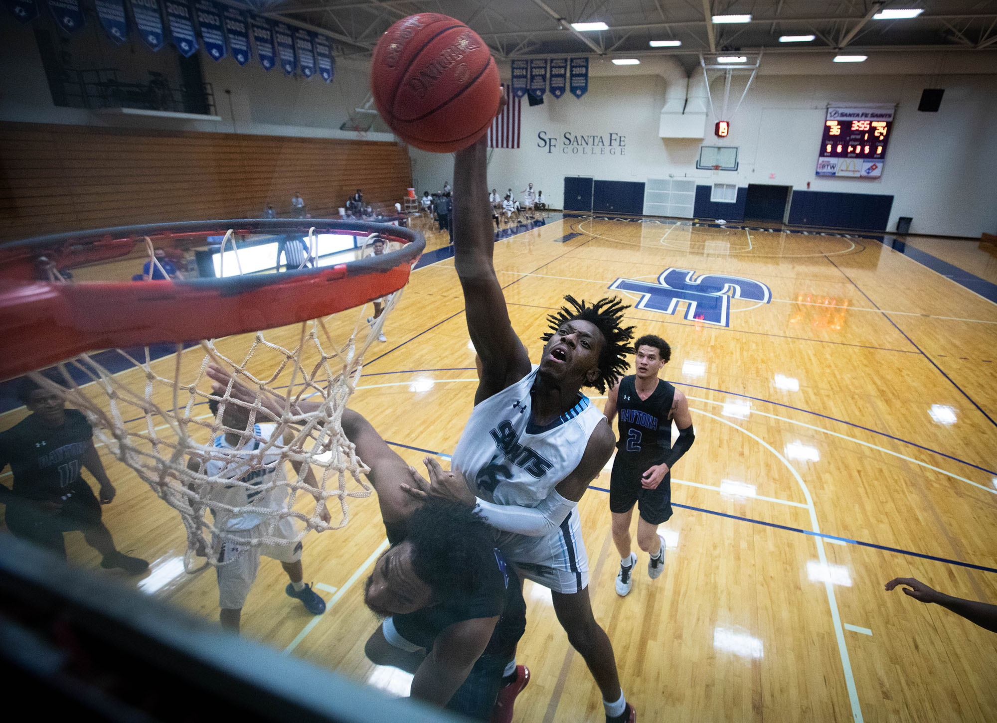 Santa Fe College Saints Men’s basketball Yaw Obeng-Mensah against Daytona State College on March 24, 2021. (Matt Stamey /Santa Fe College ) ***Subjects have Releases***