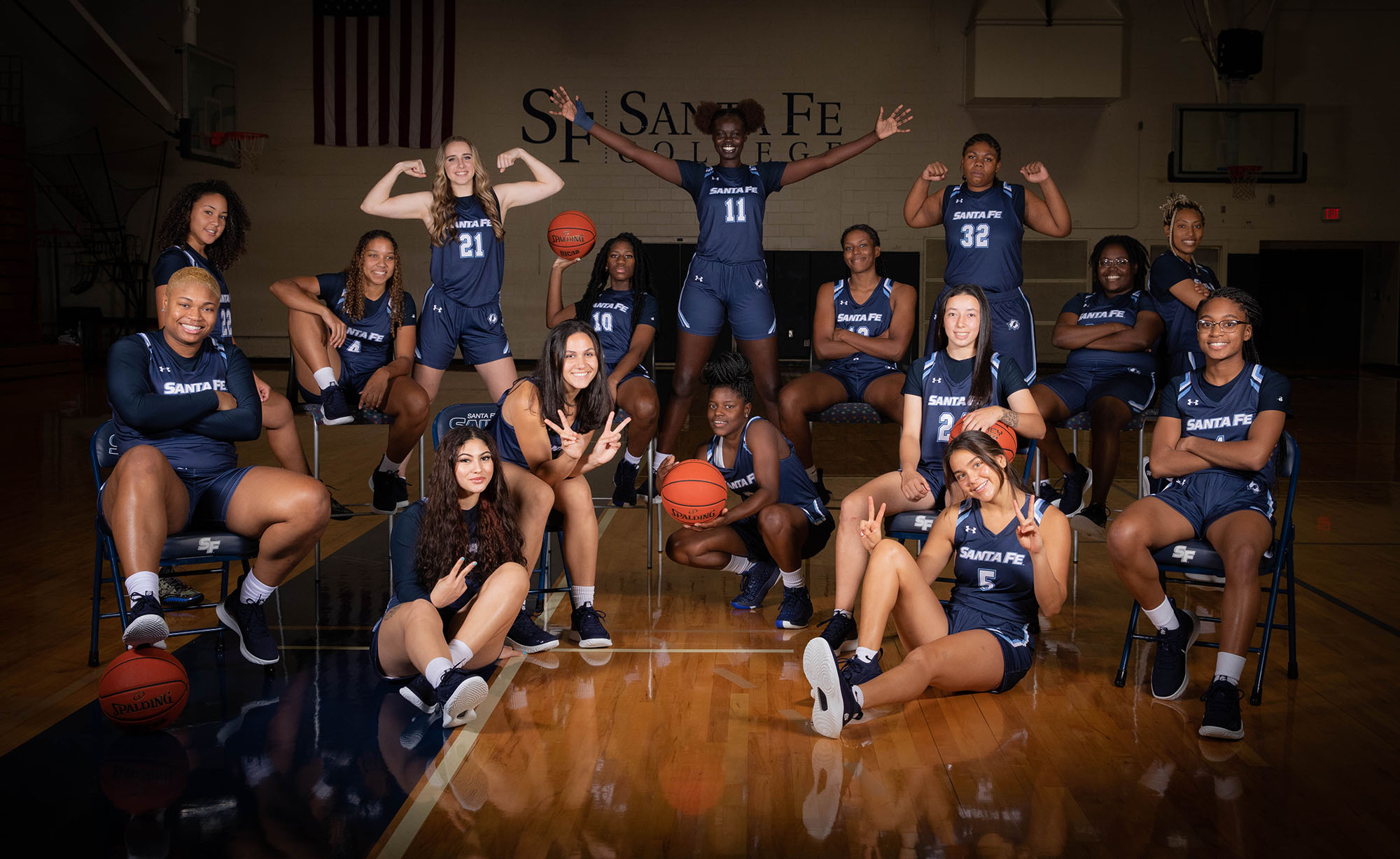 Santa Fe Saints Women’s Basketball team photograph taken on Oct. 15, 2021 in Gainesville , FL. (Photo by Matt Stamey/Santa Fe College) ***Subjects have Signed Photo Releases***