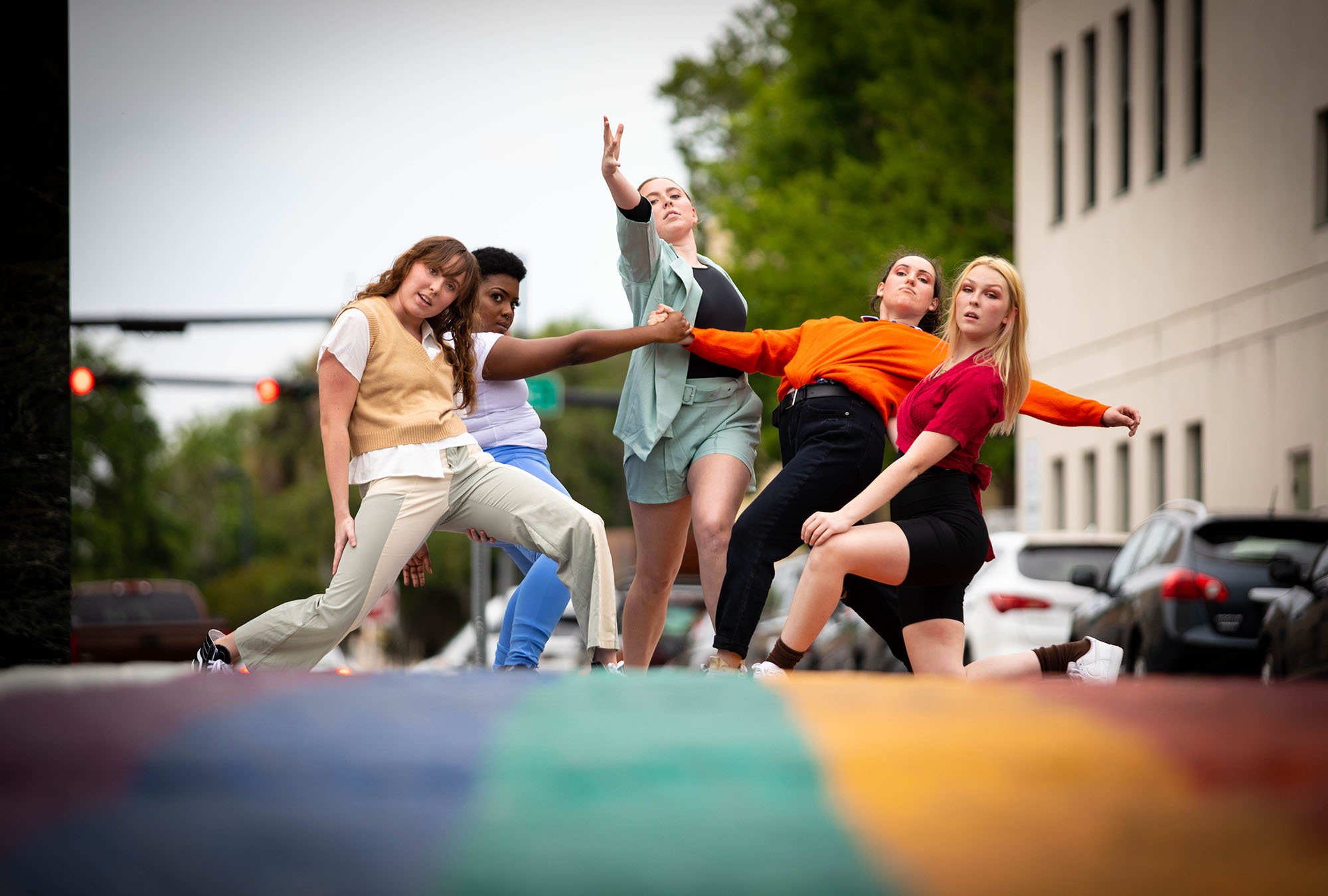 Santa Fe College Dance Students pose for photos to promote their Room to Dance student-coreagraphed performance on April 9, 2021. (Matt Stamey /Santa Fe College ) ***Subjects have Releases***